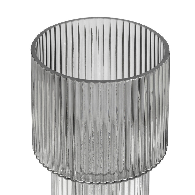 Large Ribbed Grey Glass Vase | Esma