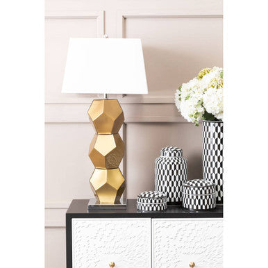 Small Black and White Geometric Print Ceramic Jar | Marlo