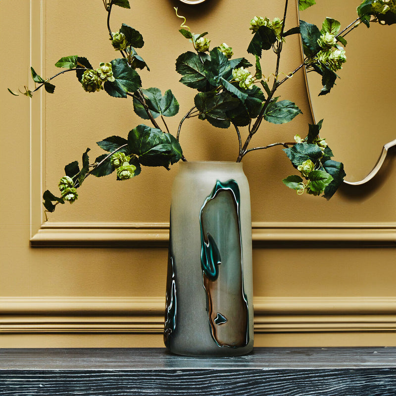 Tall Glass Vase with Marbled Design | Hakan