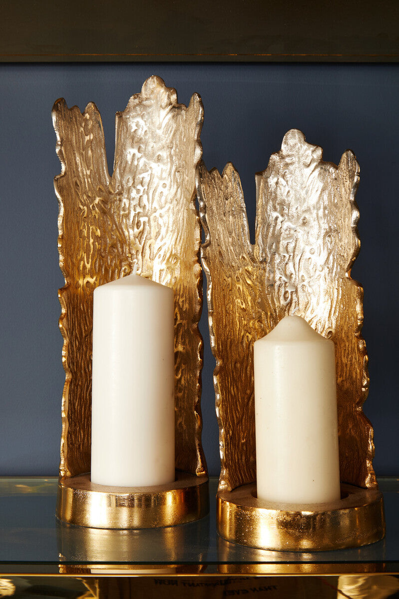 Large Ombre Silver and Gold Finish Candle Holder | Dion