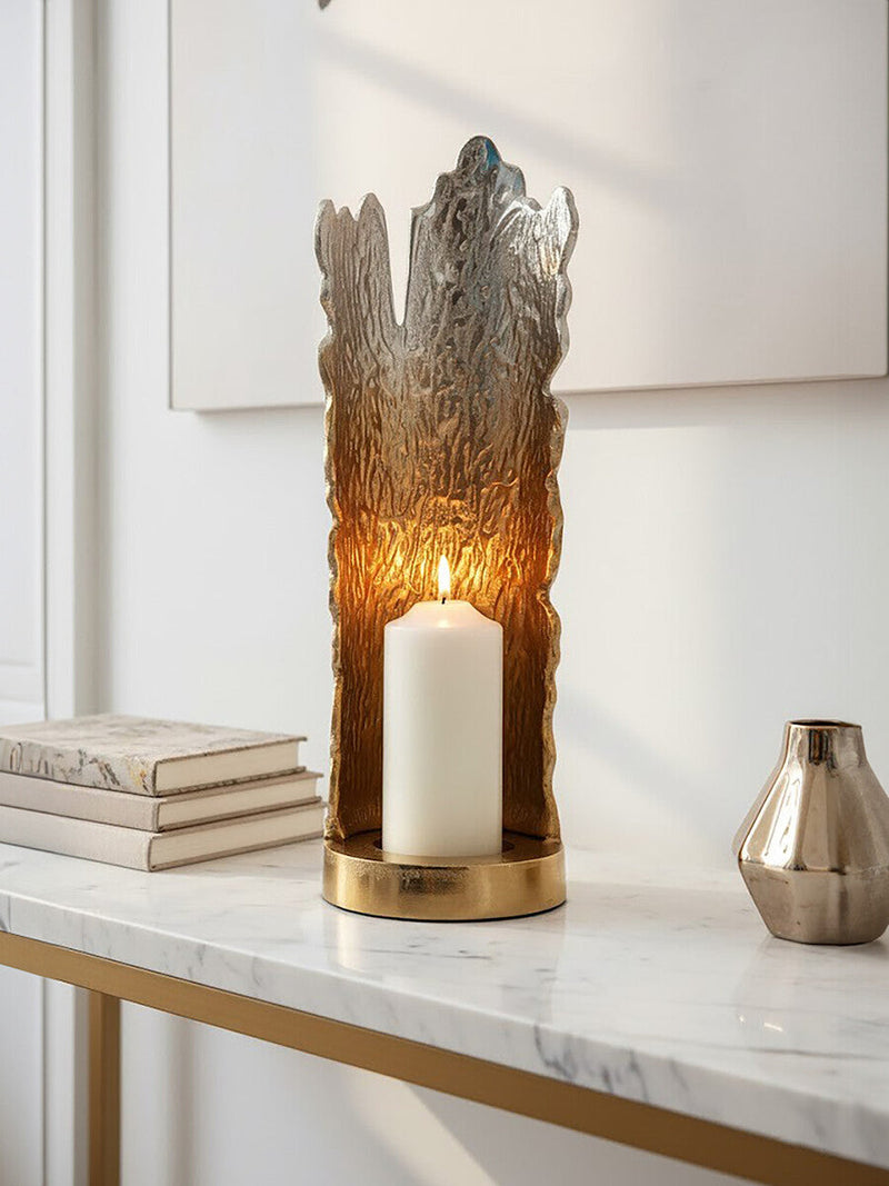 Large Ombre Silver and Gold Finish Candle Holder | Dion