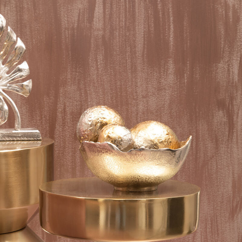 Set of Three Ombre Silver and Gold Finish Deco Balls | Dion