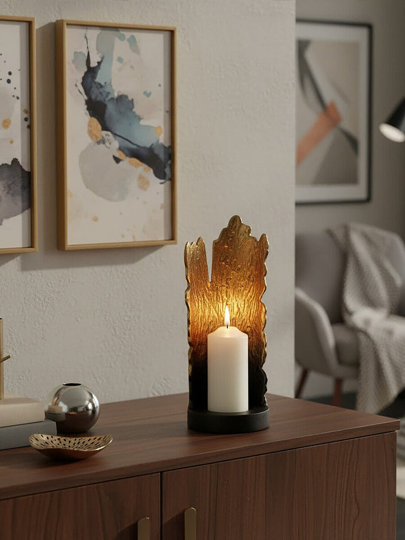 Small Ombre Black and Gold Candle Holder | Deomali