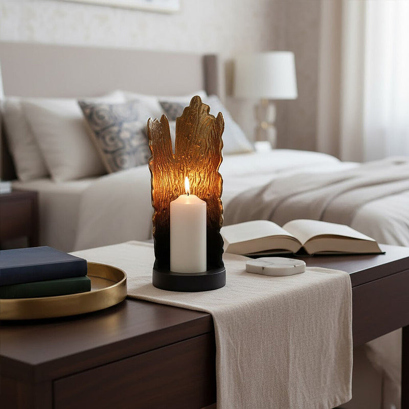 Small Ombre Black and Gold Candle Holder | Deomali
