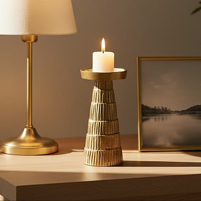 Small Gold Finish Candle Holder | Deomali