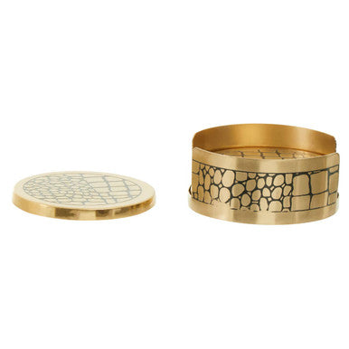 Set of 4 Gold Finish Croc Pattern Coasters and Holder | Meko