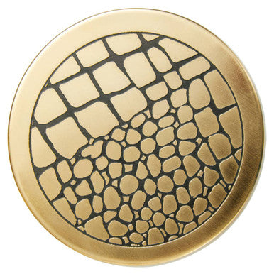 Set of 4 Gold Finish Croc Pattern Coasters and Holder | Meko