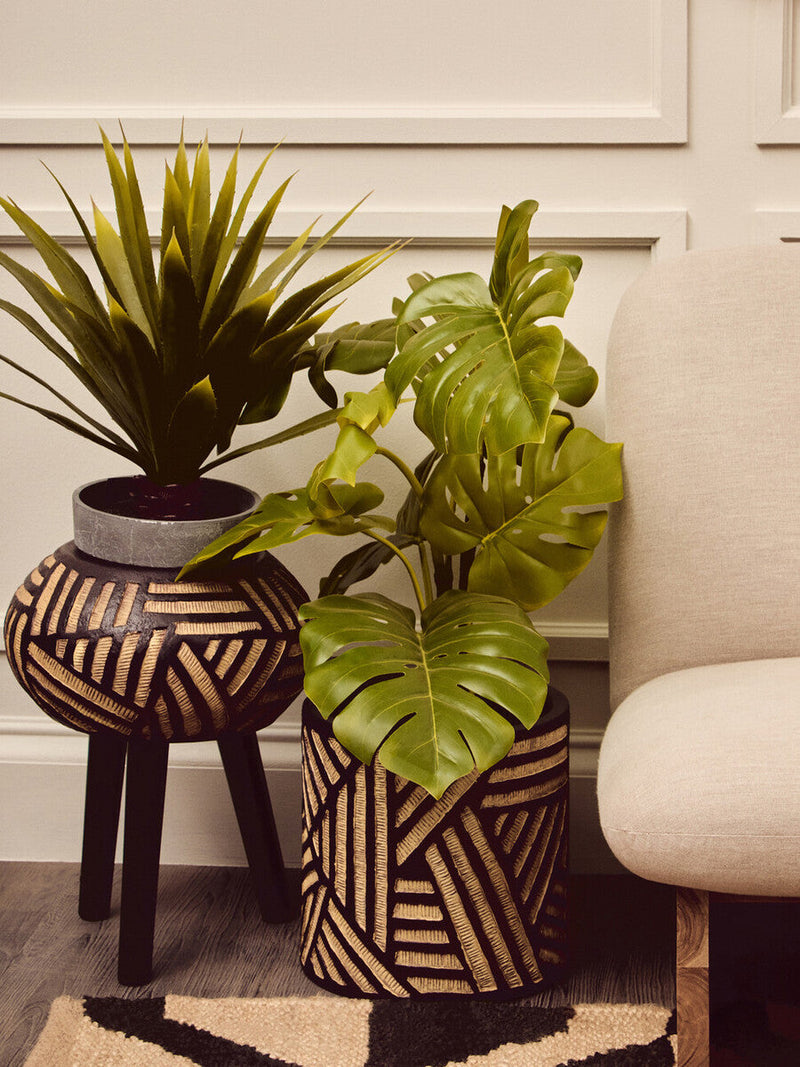 Natural and Black Tapered Planter | Darnell