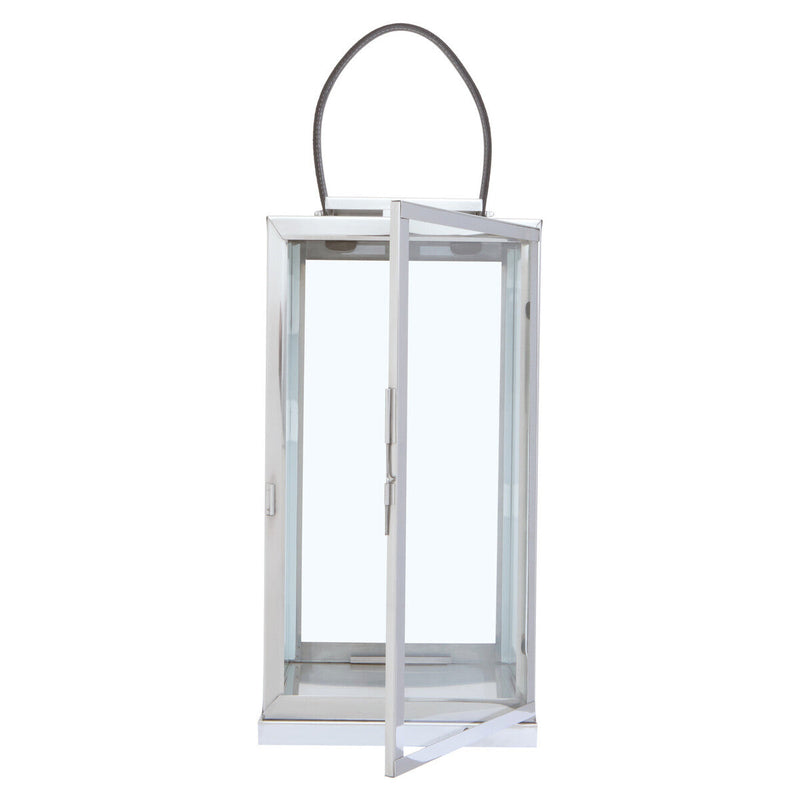 Large Silver Steel with Hair on Leather Handle Lantern | Herber