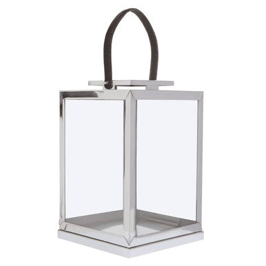 Small Silver Steel with Hair on Leather Handle Lantern | Herber