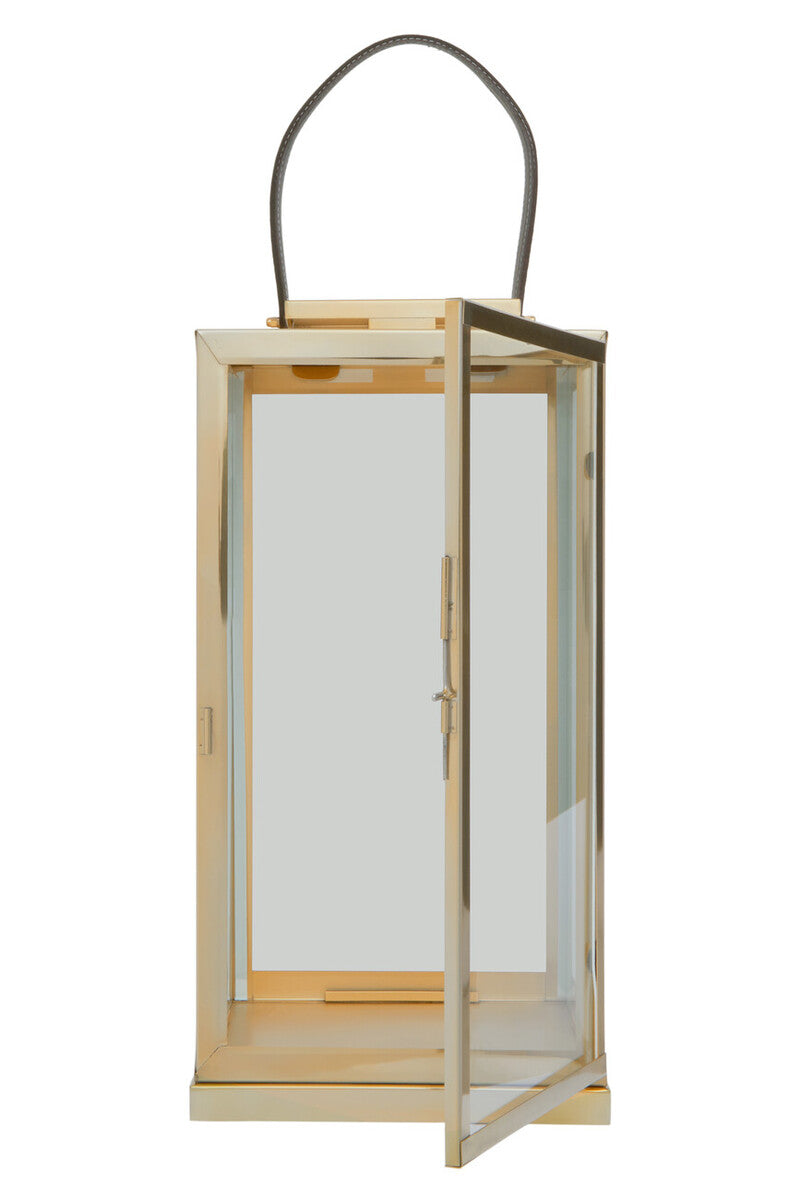 Large Gold Steel with Hair on Leather Handle Lantern | Herber