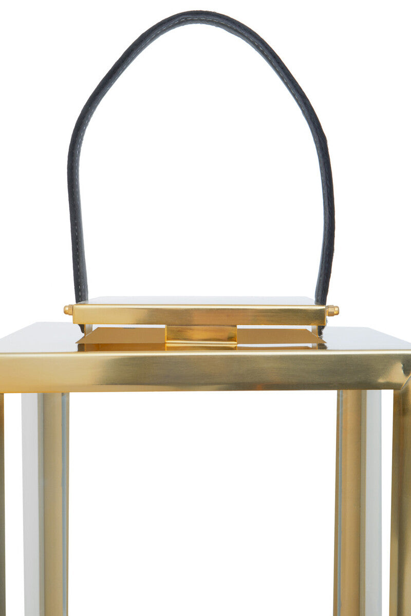Small Gold Steel with Hair on Leather Handle Lantern | Herber