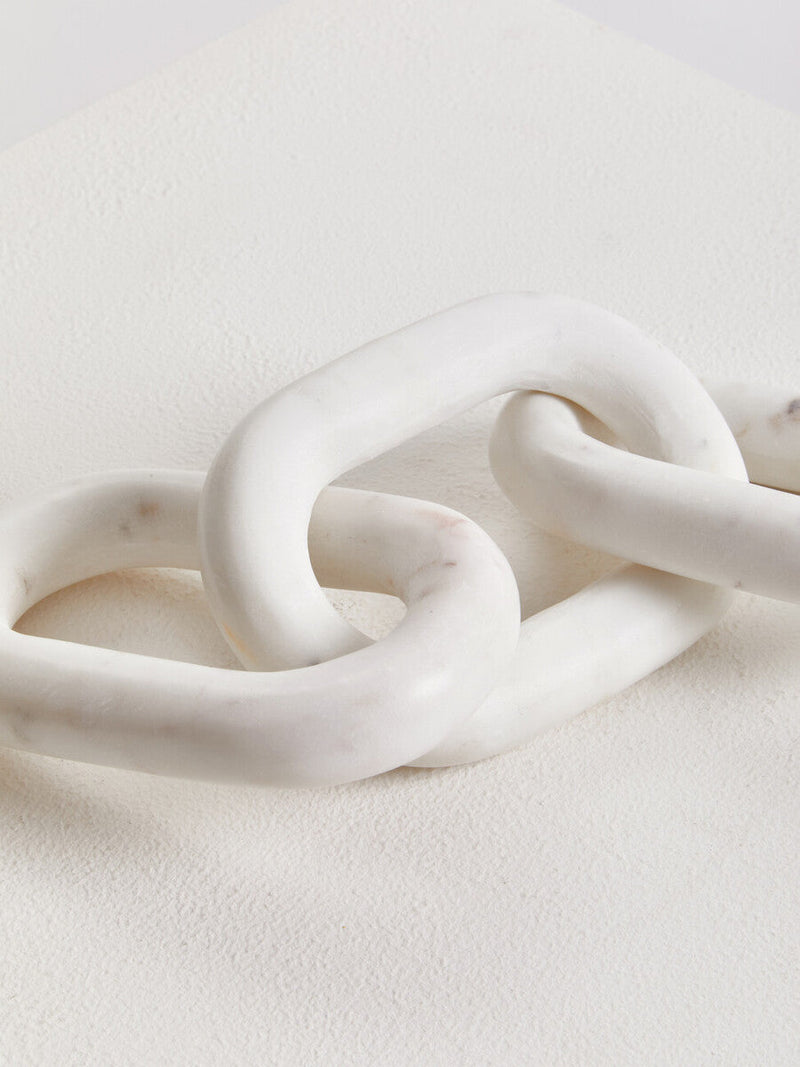 White Marble Three Link Chain Sculpture | Nason