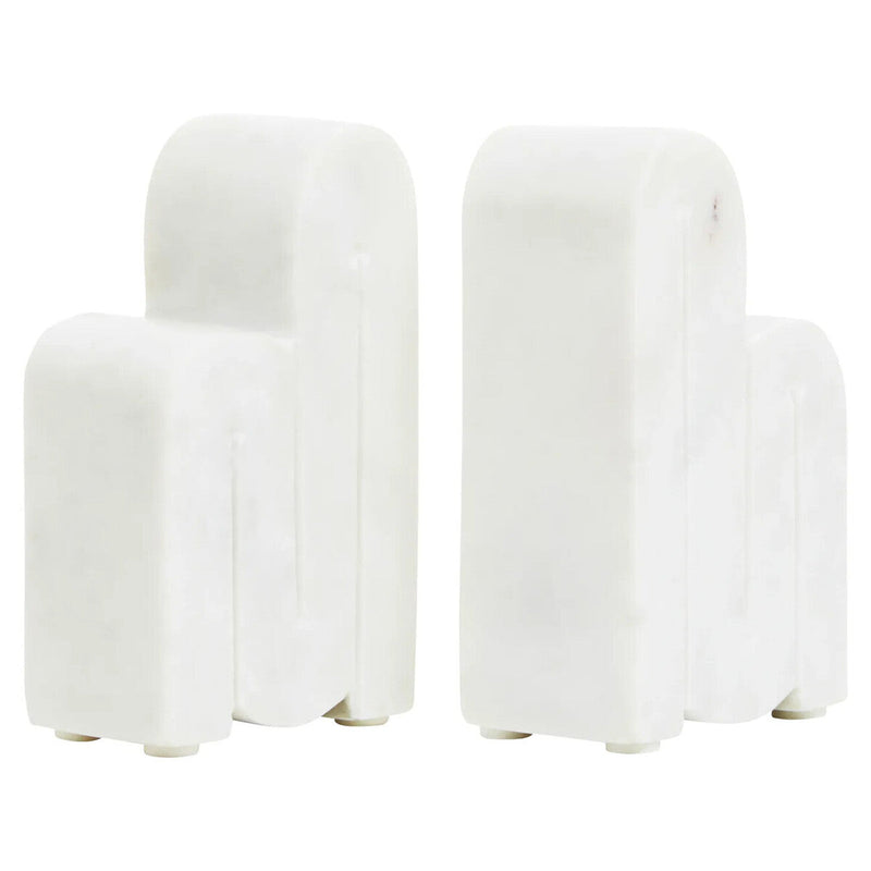 Set of Two White Marble Bookends | Nason