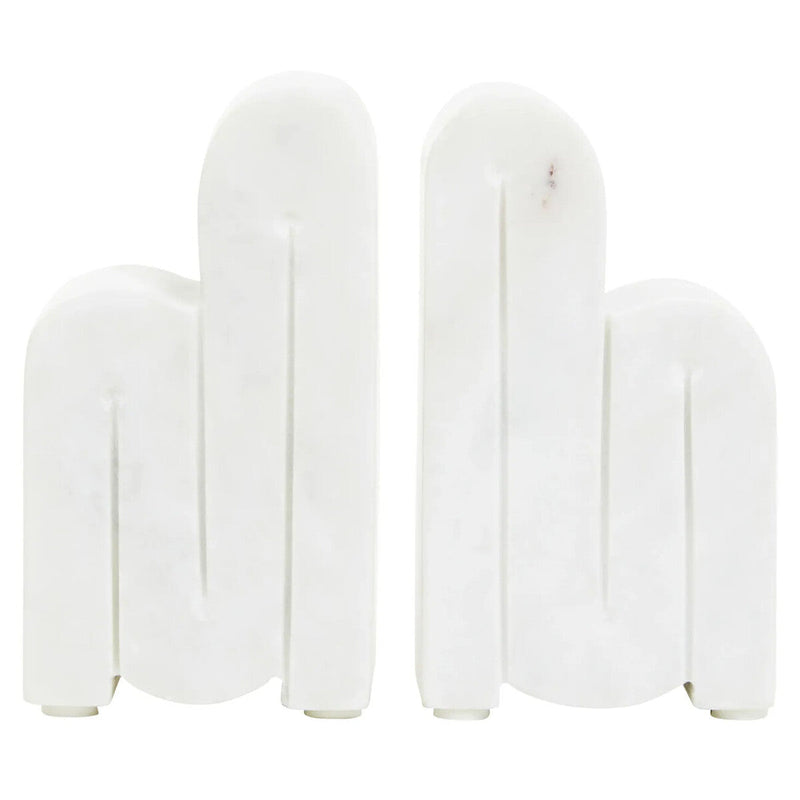 Set of Two White Marble Bookends | Nason
