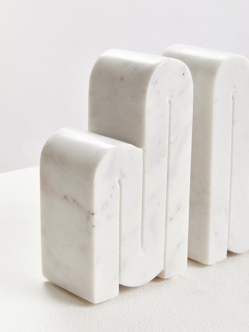Set of Two White Marble Bookends | Nason