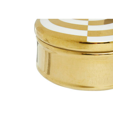 Curva Round  Gold and White Trinket Box