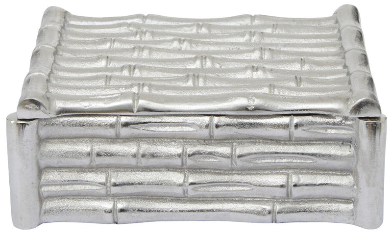Small Silver Finish Bamboo Effect Trinket Box | Hiba