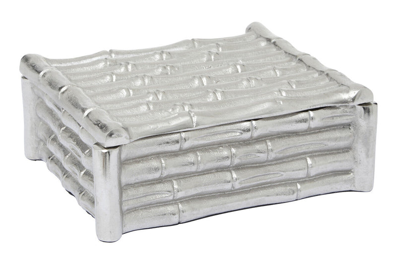 Small Silver Finish Bamboo Effect Trinket Box | Hiba