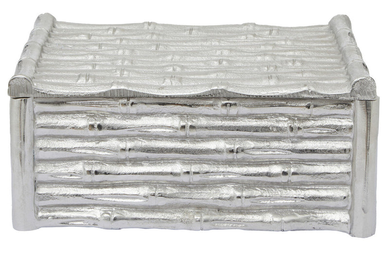 Large Silver Finish Bamboo Effect Trinket Box | Hiba