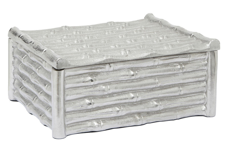Large Silver Finish Bamboo Effect Trinket Box | Hiba