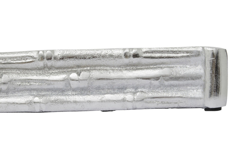 Silver Finish Bamboo Effect Mirrored Tray | Hiba