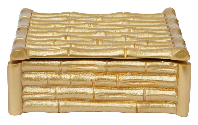 Small Gold Finish Bamboo Effect Trinket Box | Hiba