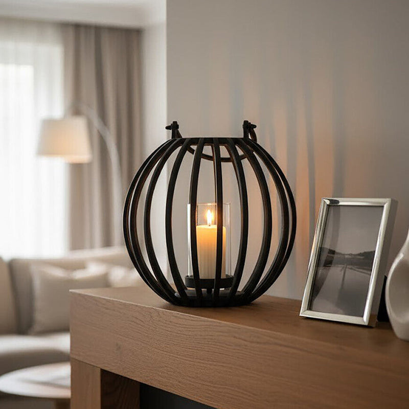 Large Matte Black Finish Lantern | Aura