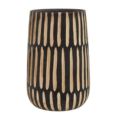 Large Natural and Black Wooden Vase | Arlo