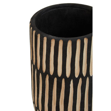 Large Natural and Black Wooden Vase | Arlo