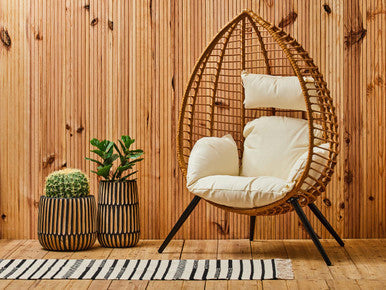 Large Engraved Natural and Black Wooden Planter | Arlo