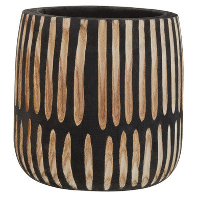 Small Engraved Natural and Black Planter | Arlo