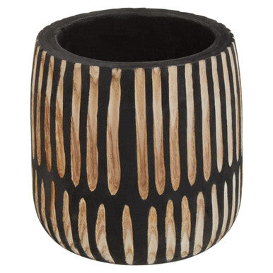 Small Engraved Natural and Black Planter | Arlo