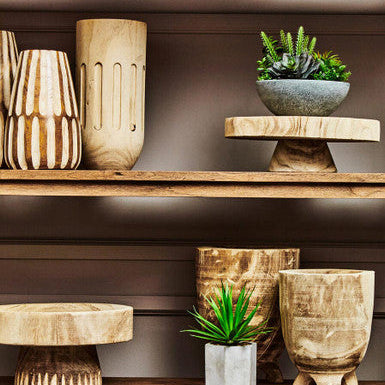 Arlo Natural Engraved Wooden Vase.