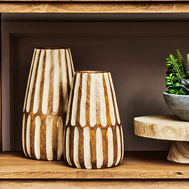 Small Brown and Natural Wooden Vase | Arlo