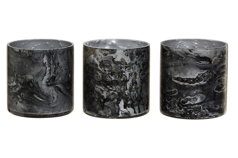 Set of 3 Grey Marble Effect Tealight Holders | Garan