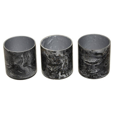 Set of 3 Grey Marble Effect Tealight Holders | Garan