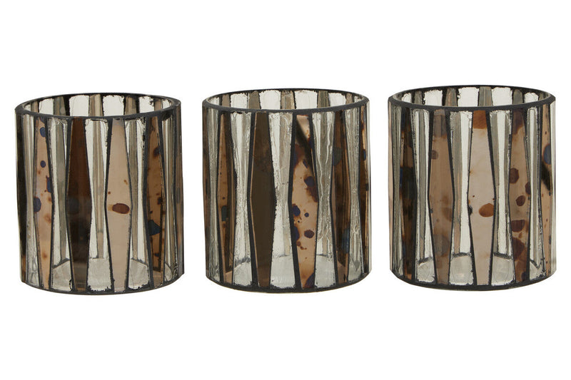 Smoked Antique Finish Set of 3 Tealight Holders | Gaia