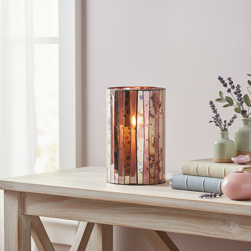 Pink Antique Finish Large Candle Holder | Gaia