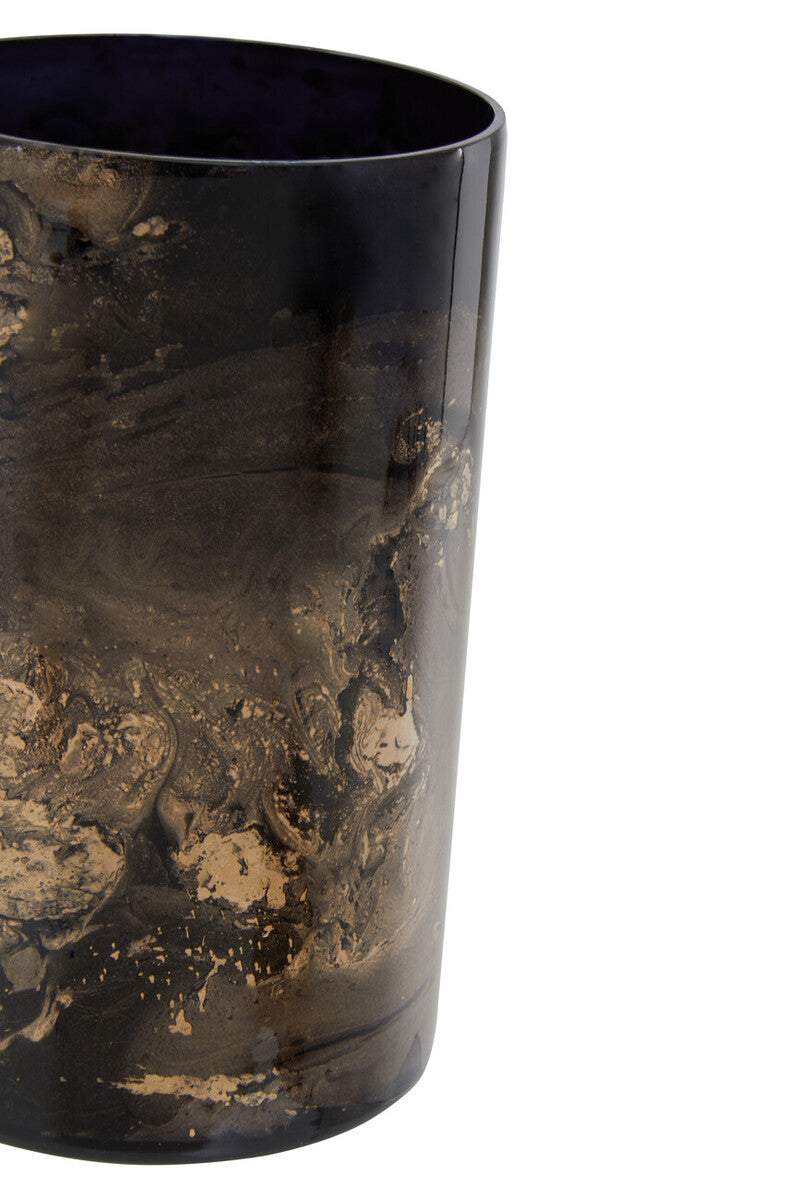 Black and Gold Marble Effect Large Candle Holder | Gaia