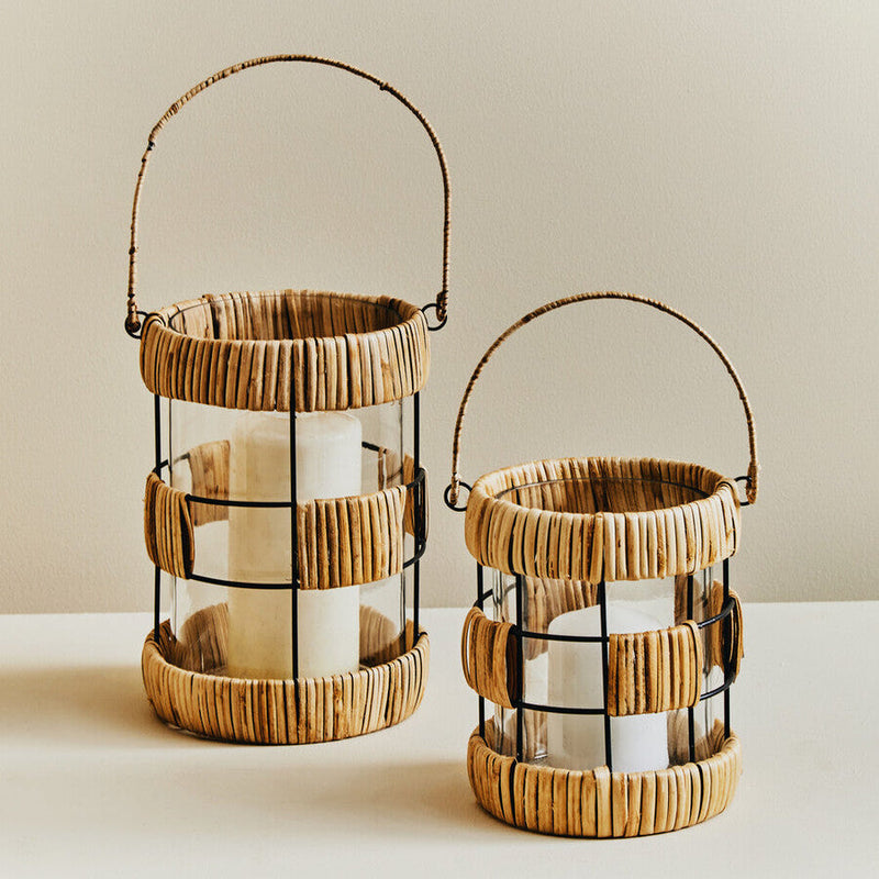 Natural and Black Small Lantern | Kuta