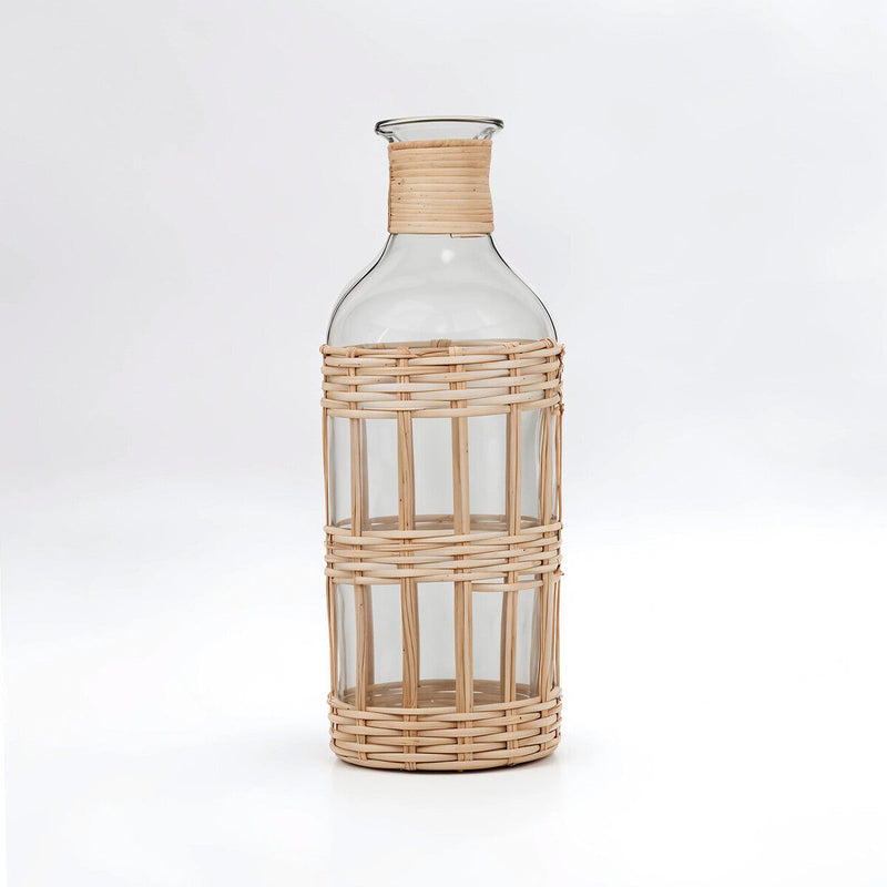 Natural Cane and Glass Large Vase | Kuta