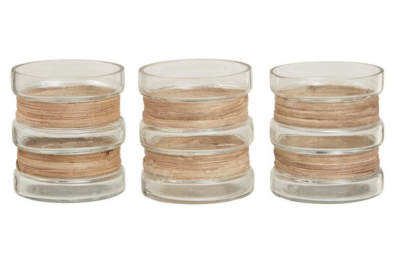 Set of 3 Natural Tealight Holders | Kuta
