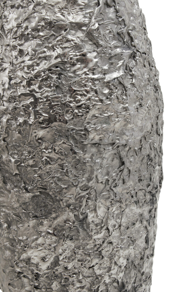 Large Silver Textured Metal Vase | Akola