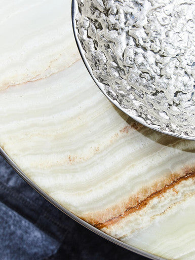 Akola Silver Textured Decorative Bowl | Horn