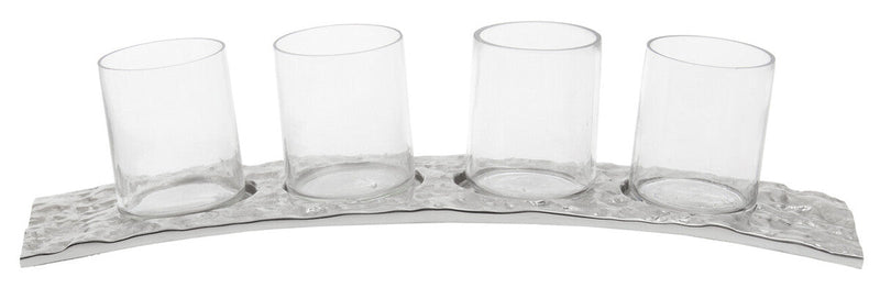 Curved 4 Tealight Holder in Silver | Akola