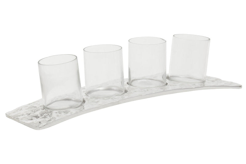 Curved 4 Tealight Holder in Silver | Akola