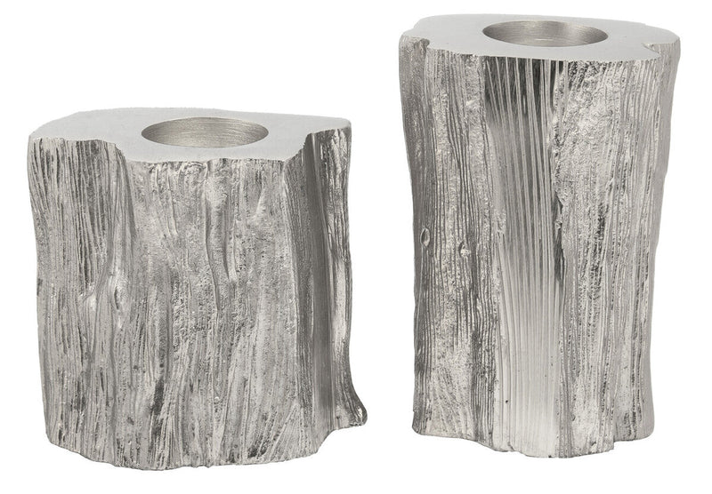 Set Of Two Silver Tealight Holders | Akola