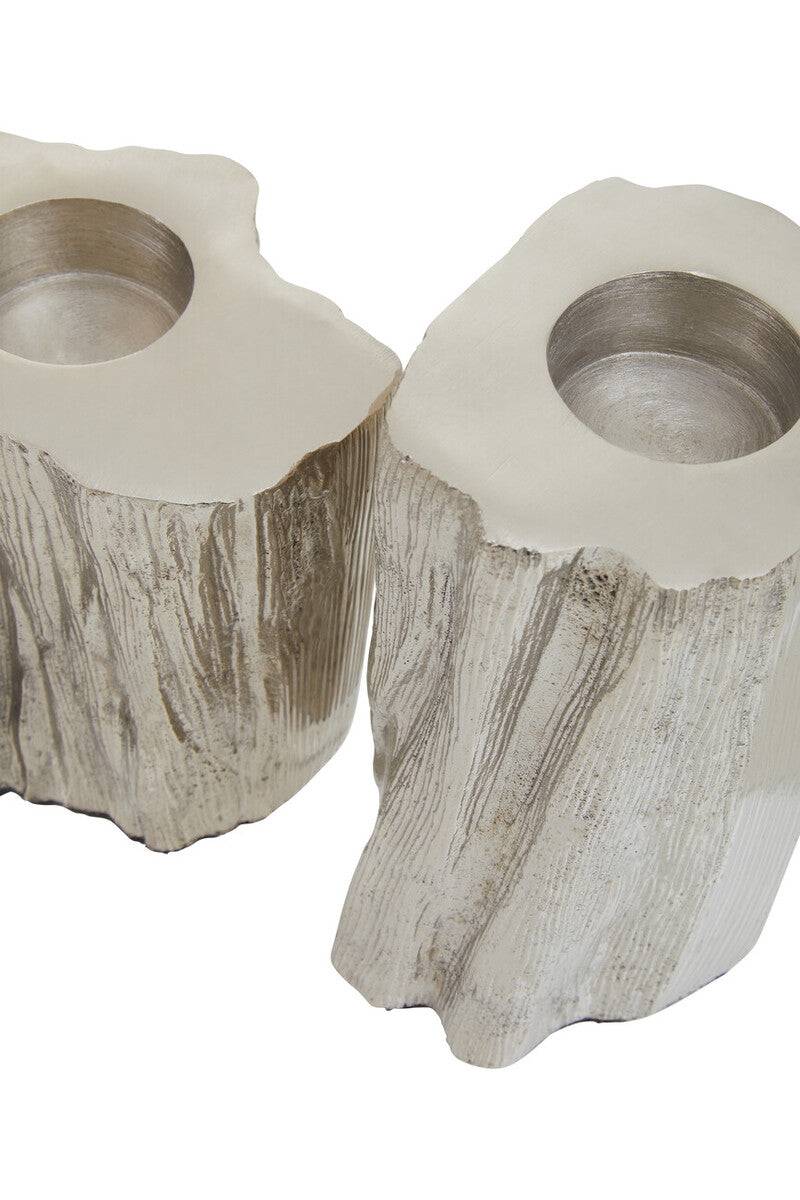 Set Of Two Silver Tealight Holders | Akola