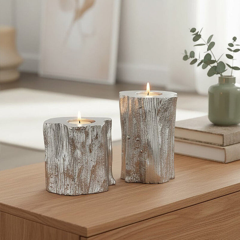 Set Of Two Silver Tealight Holders | Akola